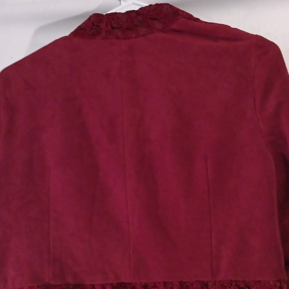 Chico's Deep Red Lace Cardigan Size 1 - Picture 10 of 11